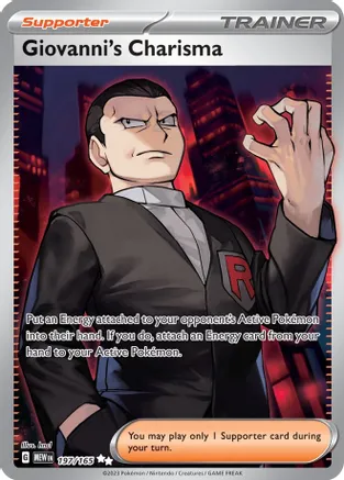 Giovanni's Charisma - 197/165 - SV: Scarlet and Violet 151 (MEW) 151 Single